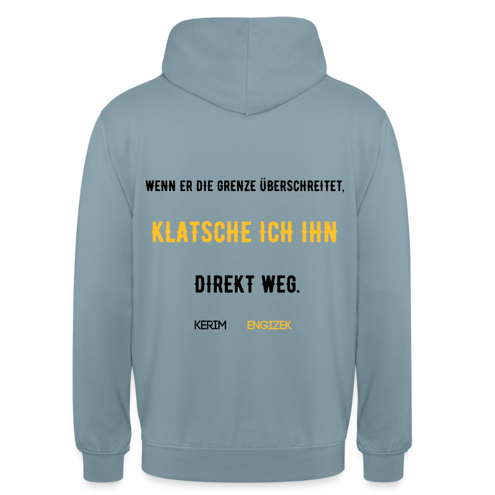 "Grenzen überschritten" Statement Hoodie – MMA & Street-Fighter Spruch – Premium Kampfsport Sweatshirt - Nebelblau
