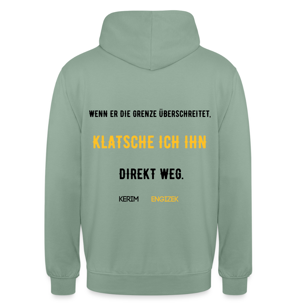 "Grenzen überschritten" Statement Hoodie – MMA & Street-Fighter Spruch – Premium Kampfsport Sweatshirt - Graugrün