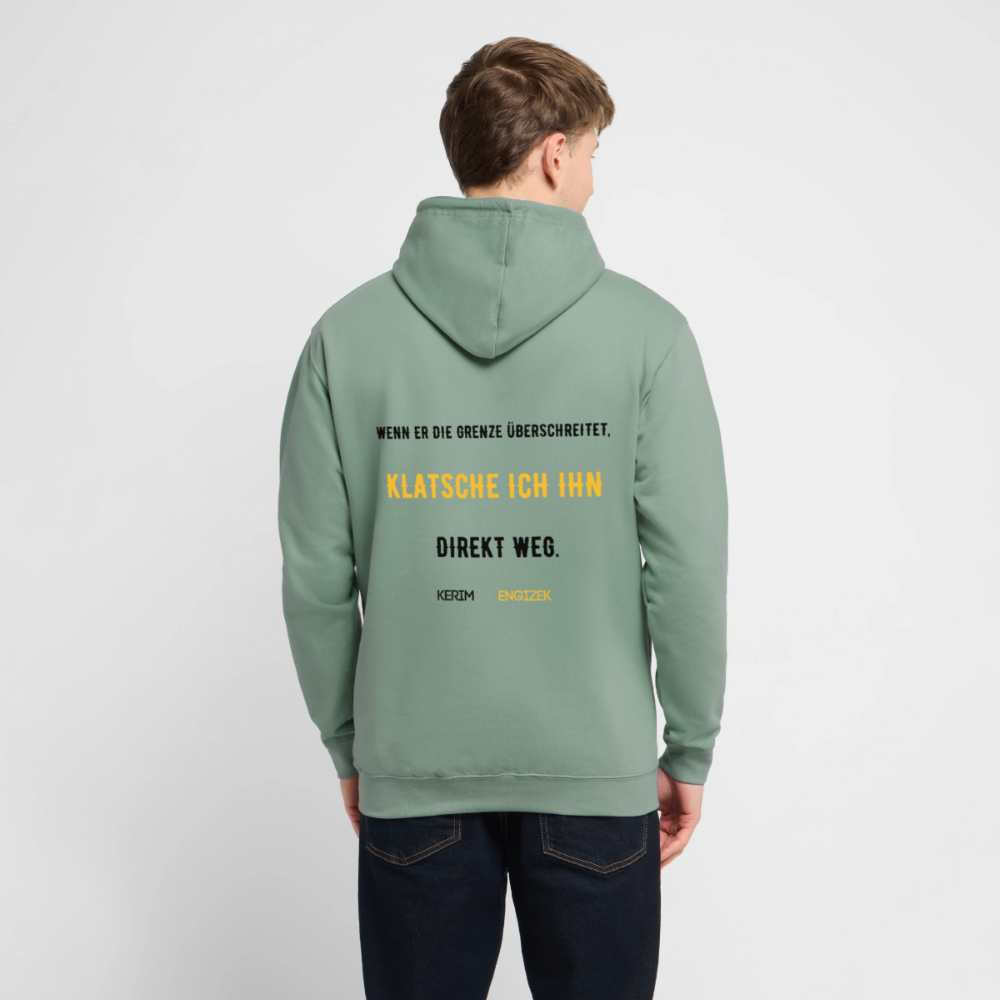 "Grenzen überschritten" Statement Hoodie – MMA & Street-Fighter Spruch – Premium Kampfsport Sweatshirt - Graugrün