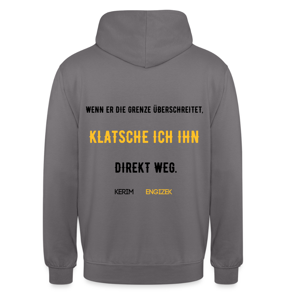 "Grenzen überschritten" Statement Hoodie – MMA & Street-Fighter Spruch – Premium Kampfsport Sweatshirt - Mittelgrau