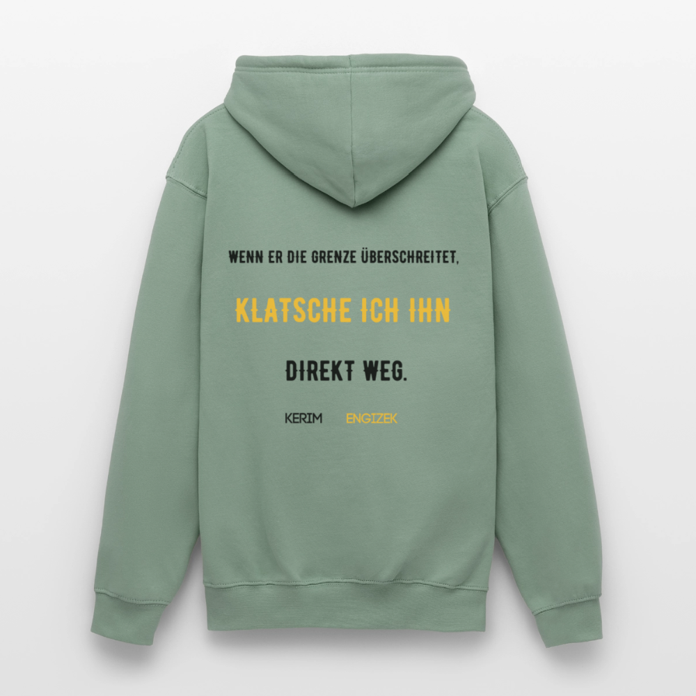 "Grenzen überschritten" Statement Hoodie – MMA & Street-Fighter Spruch – Premium Kampfsport Sweatshirt - Graugrün